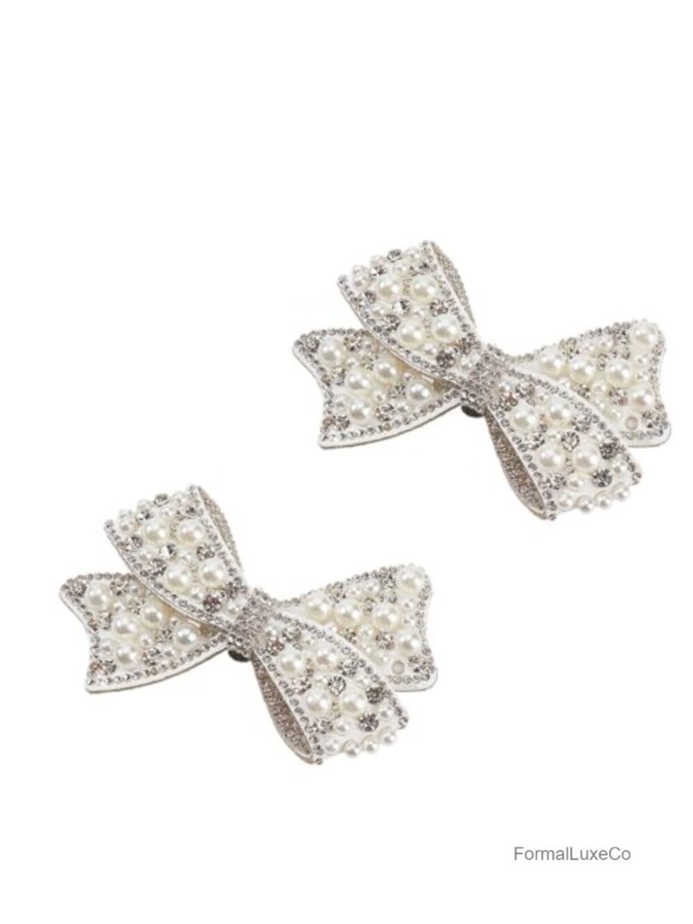 Pearl Bow Shoe Clips Removable Buckles Bridal Wedding Heels Flats